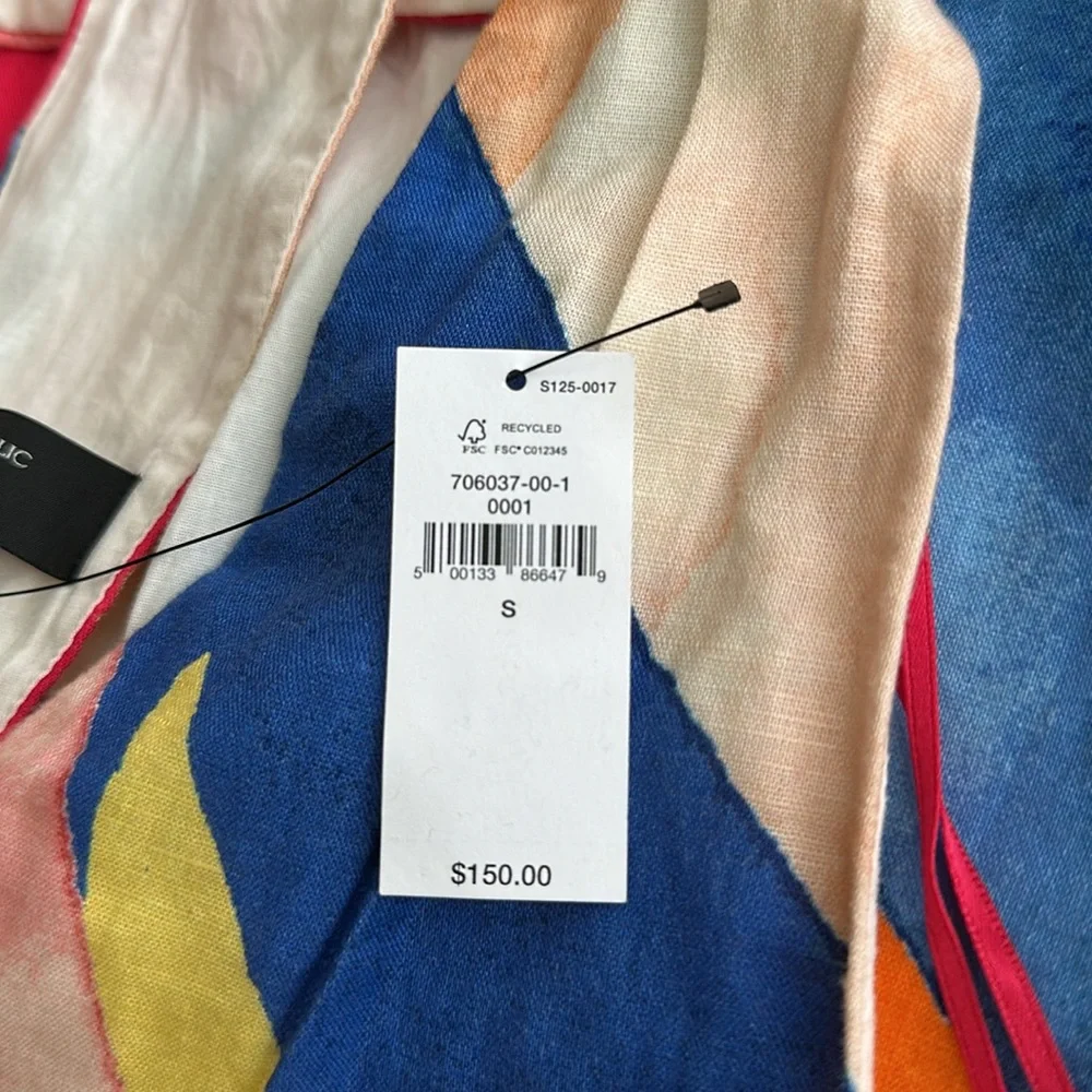 Banana Republic Factory Linen-Blend Twist-Back Midi Dress in Brushstroked Multi - Picture 7 of 8